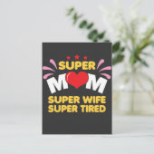 Moeder vrouw - Super Mam Super Tired Briefkaart (Staand voorkant)