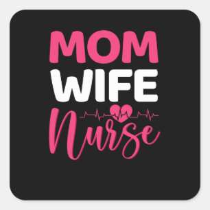 Moeder vrouw verpleegster- waardering verpleegster vierkante sticker