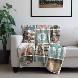 Moeder We houden van jou Modern 8 foto kleurblok Fleece Deken