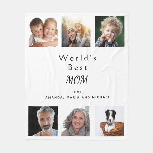 Moeder witte foto collage fleece deken (Voorkant)