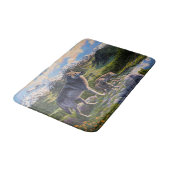 Moeder Wolf en Pups Mountain River Valley Badmat (Gekanteld)