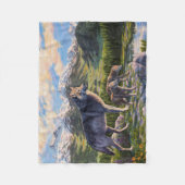 Moeder Wolf en Pups Mountain River Valley Fleece Deken (Voorkant)