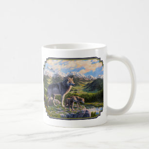 Moeder Wolf en Pups Mountain River Valley Koffiemok