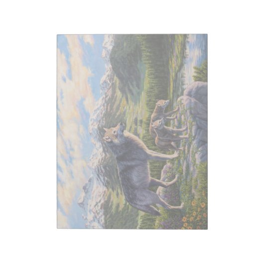 Moeder Wolf en Pups Mountain River Valley Notitieblok (Gedraaid)