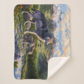 Moeder Wolf en Pups Mountain River Valley Sherpa Deken (Voorkant)