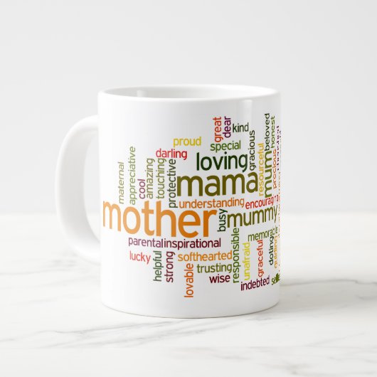 Moeder Word Cloud Jumbo Mok (Voorkant links)