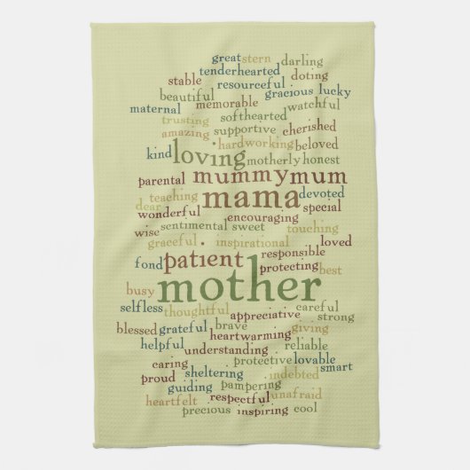 Moeder Word Cloud Theedoek (Verticaal)