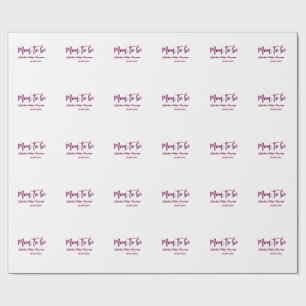 Moeder worden baby shower naam datum roze eenvoudi cadeaupapier