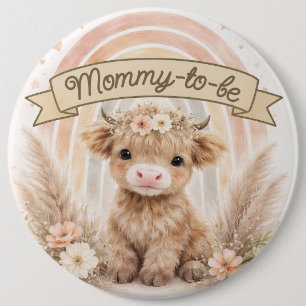 Moeder Worden Boho Regenboog Baby Borrel Florale Ronde Button 6,0 Cm
