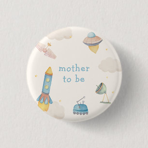 Moeder Wordt Boho Outer Space Raket Baby Shower  Ronde Button 3,2 Cm