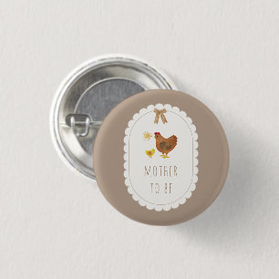 Moeder Wordt Cottagecore Hen Kip Baby Shower Ronde Button 3,2 Cm