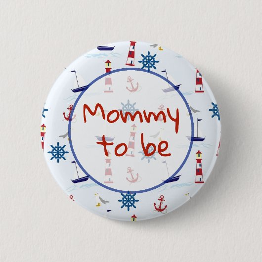 Moeder wordt Nautisch Baby shower Button (Voorkant)