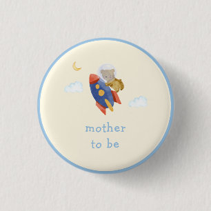 Moeder Wordt Ruimteschip Raket Beer Jongen Baby Sh Ronde Button 3,2 Cm