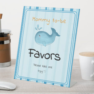 Moeder Wordt Schattige Walvis Baby Borrel Cadeautj Reclamebord Met Voetstuk
