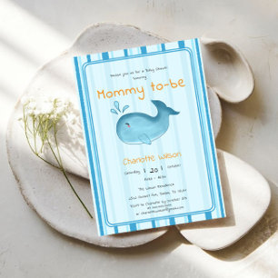 Moeder Wordt Schattige Walvis Baby Borrel Kaart