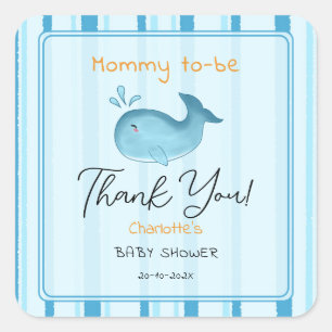 Moeder Wordt Schattige Walvis Baby Shower Vierkante Sticker