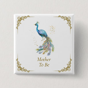 Moeder Wordt Vintage Elegante Pauw Baby Borrel Vierkante Button 5,1 Cm