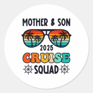Moeder Zoon Cruise 2025 Vakantie Matching Familie Ronde Sticker