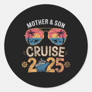 Moeder Zoon Cruise 2025 Vakantie Matching Familie Ronde Sticker