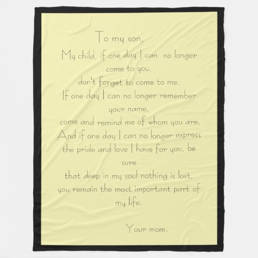 Moeder/zoon liefdesbericht fleece blanket (Voorkant)