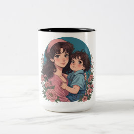 moeder&zoon tweekleurige koffiemok