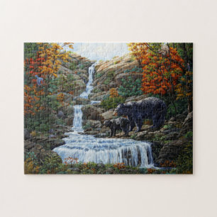 Moeder zwart Beer en kubus per waterval Legpuzzel