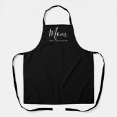 Moeder zwart modern custom script met kinder namen schort (Voorkant)
