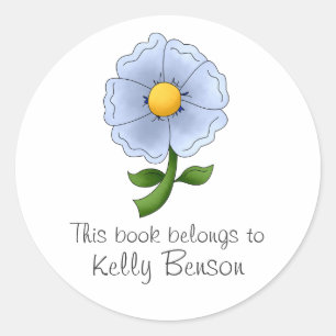 Moederbloemen ・ Blauwe Bloem Ronde Sticker