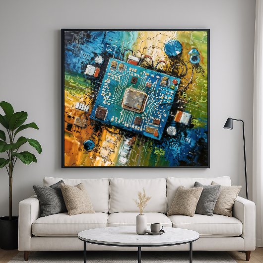 Moederbord - Abstracte Computer Tech Kunst Poster