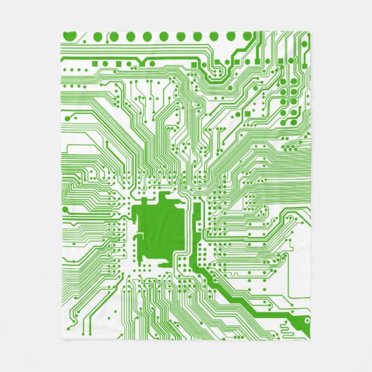 Moederbord Computer Circuit Fleece Throw-Green 2 (Voorkant)