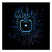Moederbord Microchip Zwart IT Computer Achtergrond Perfect Poster (Voorkant)