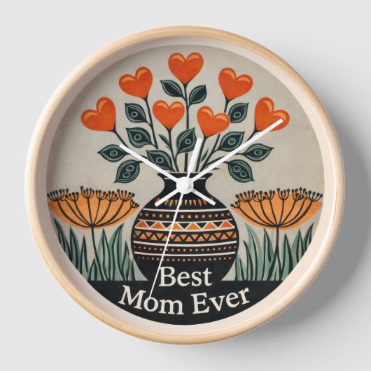 Moederdag 25 cm ronde wandklok (Voorkant)