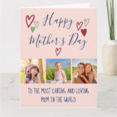 Moederdag 3 Foto Whimsical Hearts Typografie Kaart (Voorkant)