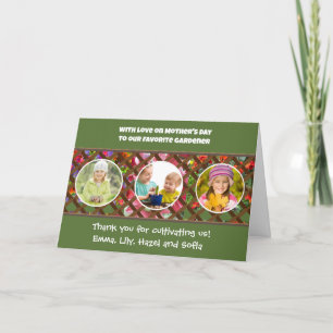 Moederdag 3 Foto's Groene Tuin Liefhebber's Feestdagen Kaart