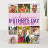 Moederdag 8 Foto Collage Persoonlijk Roze Kaart (Voorkant)