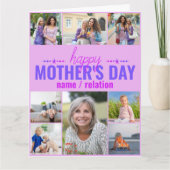 Moederdag 8 Foto Collage Pink op maat Kaart (Voorkant)