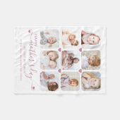 Moederdag 9 Fotocollage Script Roze Wit Fleece Deken (Voorkant (Horizontaal))