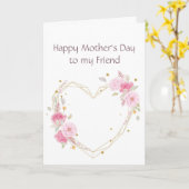 Moederdag aan mijn Friend roze bloemhart Kaart (Gele Bloem)