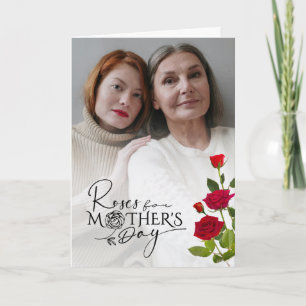 Moederdag aangepast fotodesign met rode rozen kaart