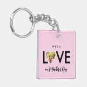 Moederdag aangepaste foto roze hart frame sleutelhanger (Voorkant Links)