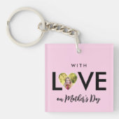 Moederdag aangepaste foto roze hart frame sleutelhanger (Voorkant)