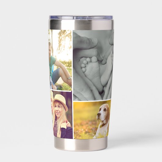 Moederdag Aangepaste fotocollage gepersonaliseerd Geïsoleerde Drinkbeker (Achterkant)