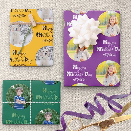 Moederdag Aangepaste fotoset van 3 Bright Inpakpapier Vel