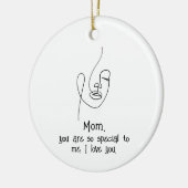 Moederdag, aangepaste prijsopgave aandenken keramisch ornament (Links)