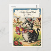 Moederdag Aanpasbare schattige  kat retro Briefkaart (Voorkant / Achterkant)