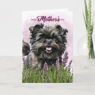 Moederdag Affenpinscher-hond in paars Feestdagen Kaart