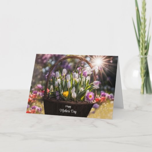 Moederdag Algemeen Mand van Lente Bloembollen Kaart (Voorkant)
