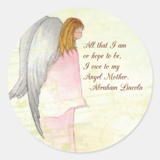 Moederdag Angel Religious Ronde Sticker (Voorkant)