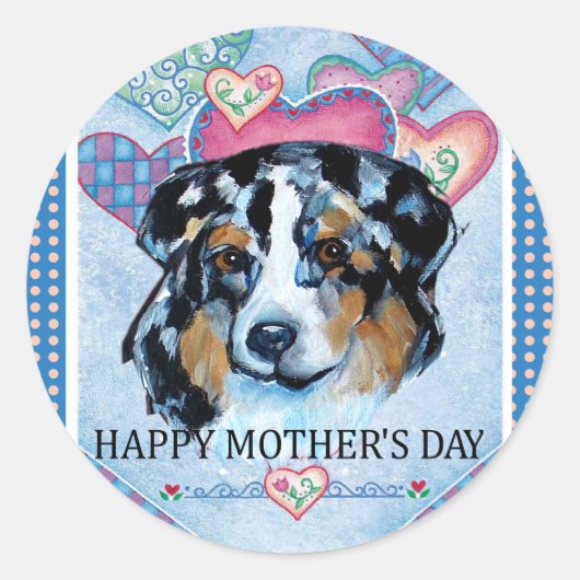 MOEDERDAG AUSTRALISCHE HERDER RONDE STICKER (Voorkant)