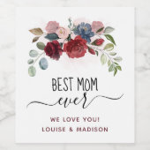 Moederdag Best Mam ooit Persoonlijke Floral Wijn Etiket (Enkel label)